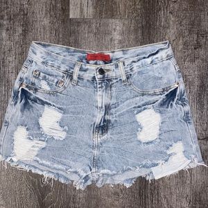 Boutique Signature Distressed Jean Shorts